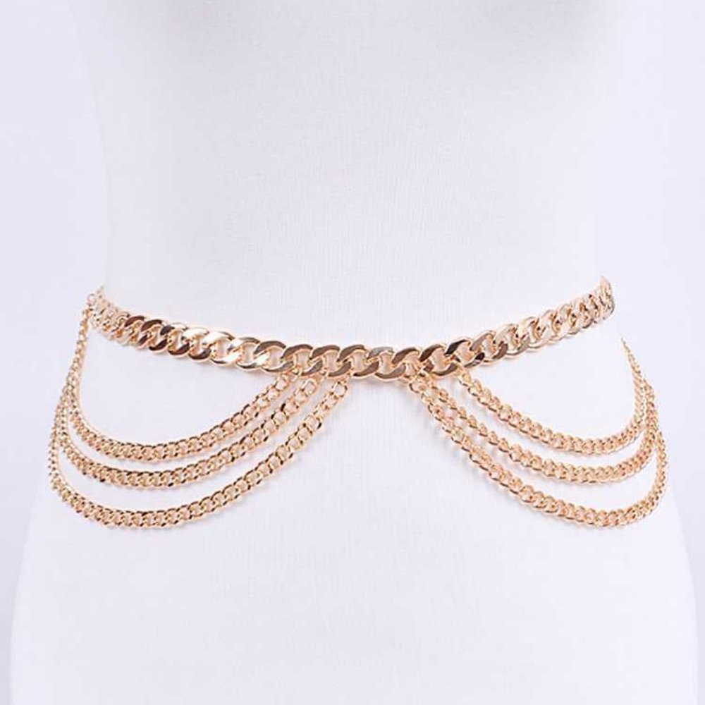 Plus Size Layer Chain Belt - Gold